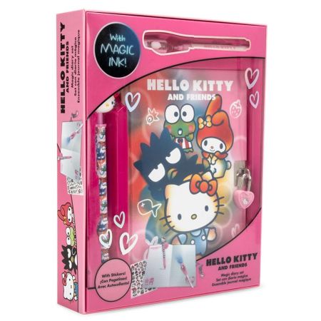 Di&aacute;rio com caneta m&aacute;gica e topper Hello Kitty
