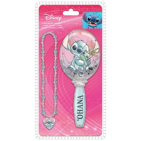 Stitch escova de cabelo e colar com amuletos