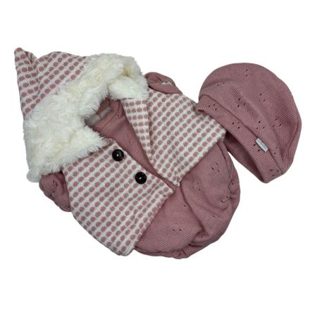 Roupa bebé Elegance fofo com colete e gorro 45 cm