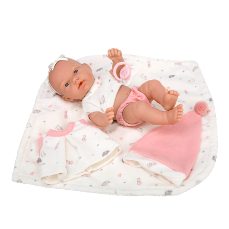 Boneca bebé Elegance pillines 26 cm rosa