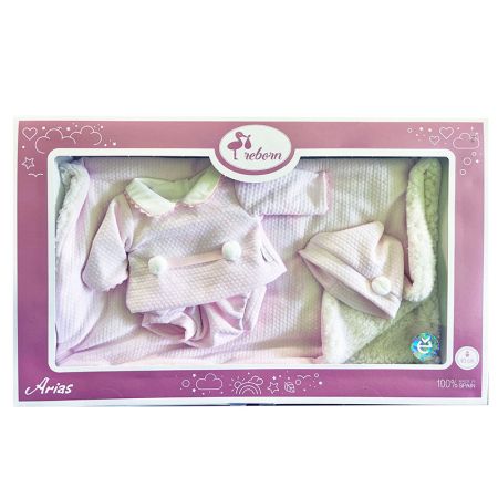 Roupa bebé reborn 40 cm conjunto rosa e manta