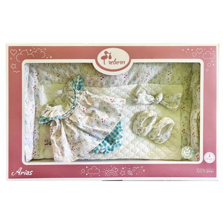 Roupa bebé reborn 40 cm vestido florido e manta