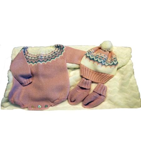 Roupa bebé reborn premium 45 cm fofo rosa e manta