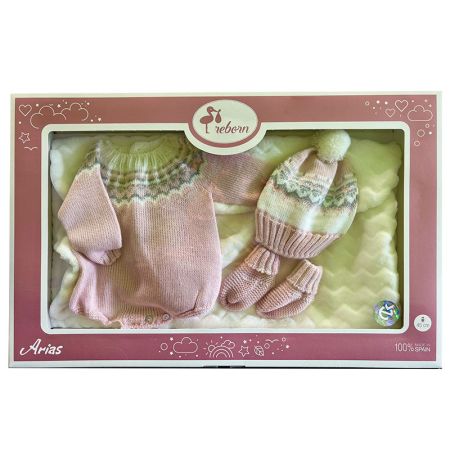 Roupa bebé reborn premium 45 cm fofo rosa e manta
