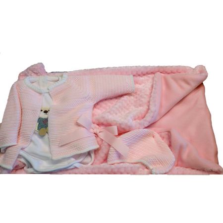 Roupa bebé reborn premium 45 cm casaco rosa