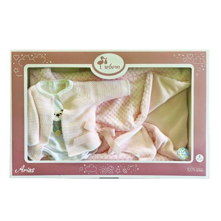 Roupa bebé reborn premium 45 cm casaco rosa