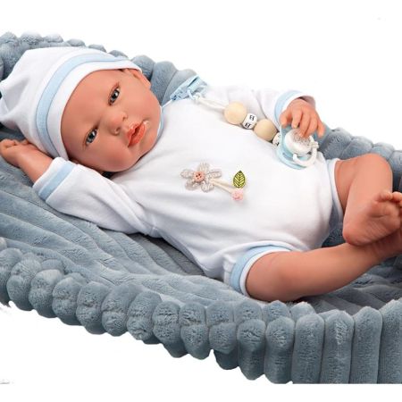 Bebé Reborn Sergio 40 cm azul com alcofa