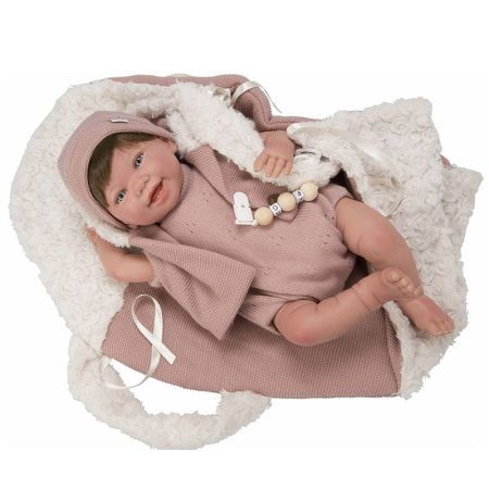 Bebé Reborn 45 cm Gimena com saco portabebés