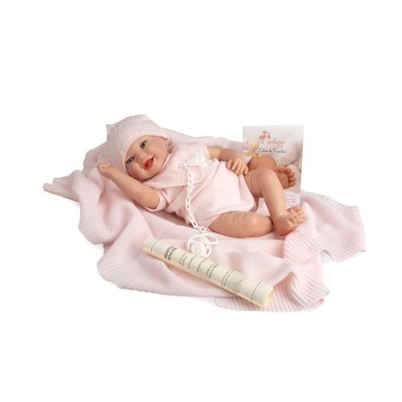 Bebé Reborn 40 cm Arias rosa com manta