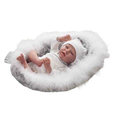 Bebé Reborn Noel 40 cm com alcofa e  peluche