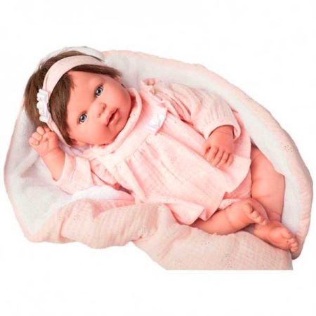 Bebé Reborn Valentina 45 cm com manta e peluche