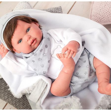 Bebé Reborn 45 cm Alejandro com manta com pelo