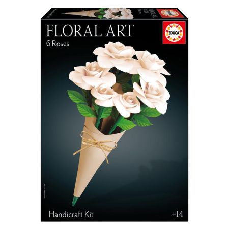 Educa arte florar 6 rosas brancas