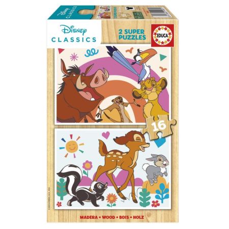 Educa Puzzle madeira 2x16 animais Disney