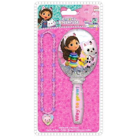 Gabby escova de cabelo e colar com amuletos