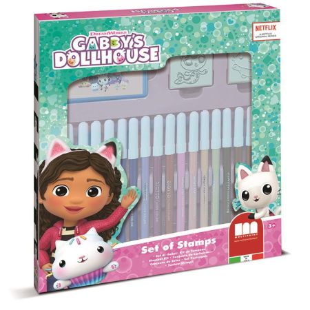 Gabbys Doll House Estojo 18 marcadores e carimbos