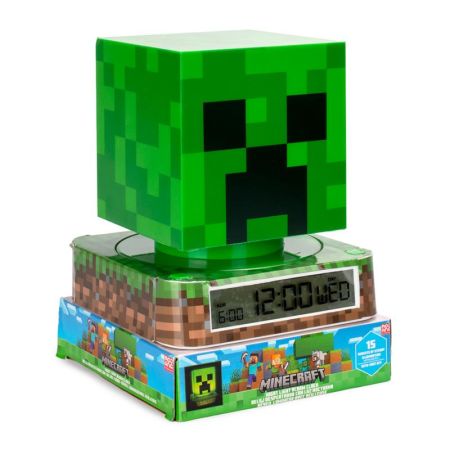 Lâmpada 3D cm despertador e data Minecraft