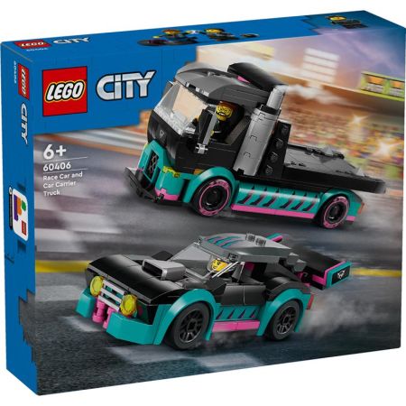 Lego City carro de corridas e camião de transporte