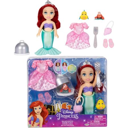 Princesas Disney Ariel 15 cm vestido e acessórios