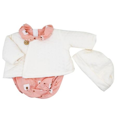 Roupa bebé Elegance conjunto bolinhas rosa 40 cm