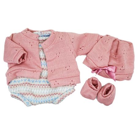 Roupa bebé Elegance conjunto fio rosa 40 cm