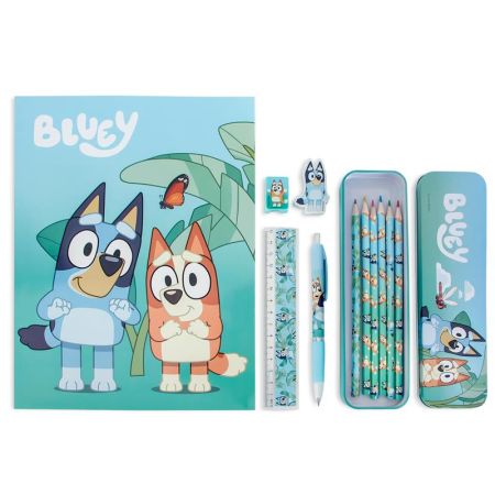 Conjunto de papelaría em saco Bluey