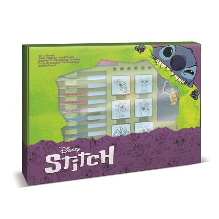 Stitch Estojo 12 marcadores e 7 carimbos