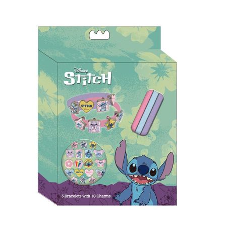 Stitch conjunto 3 pulseiras com 18 amuletos