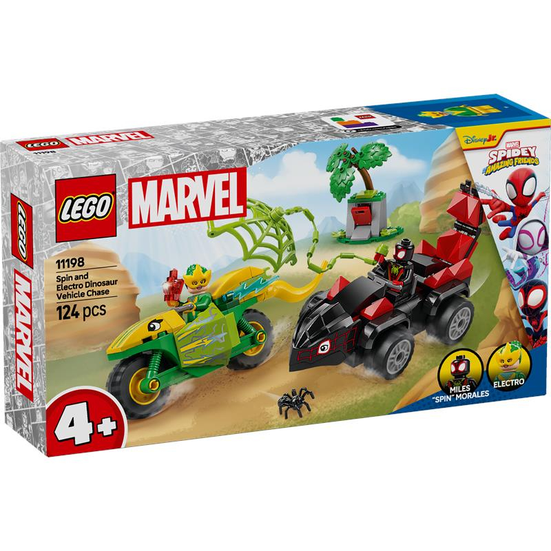 Lego Spidey Spin e Electro duelo de dinossauros