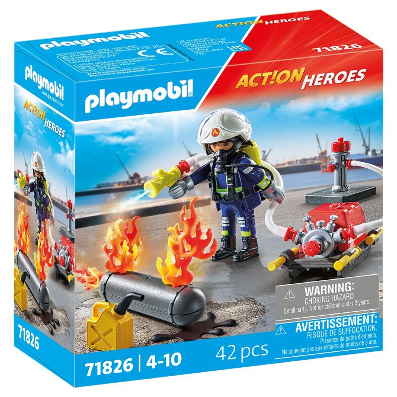 Playmobil Action Heroes bombeiro com bomba água