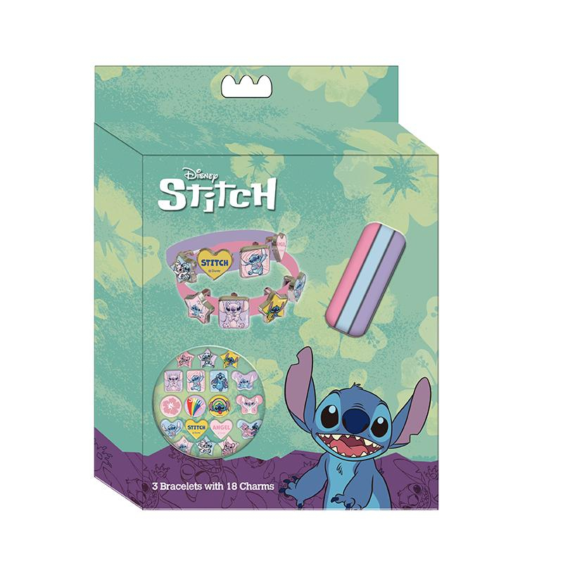 Stitch conjunto 3 pulseiras com 18 amuletos