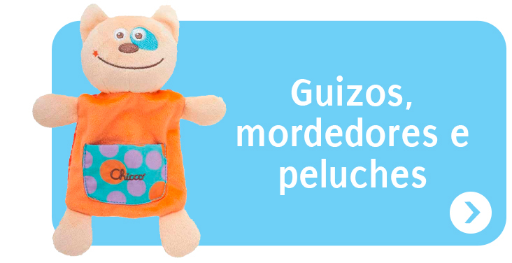 Guizos, mordedores e peluches