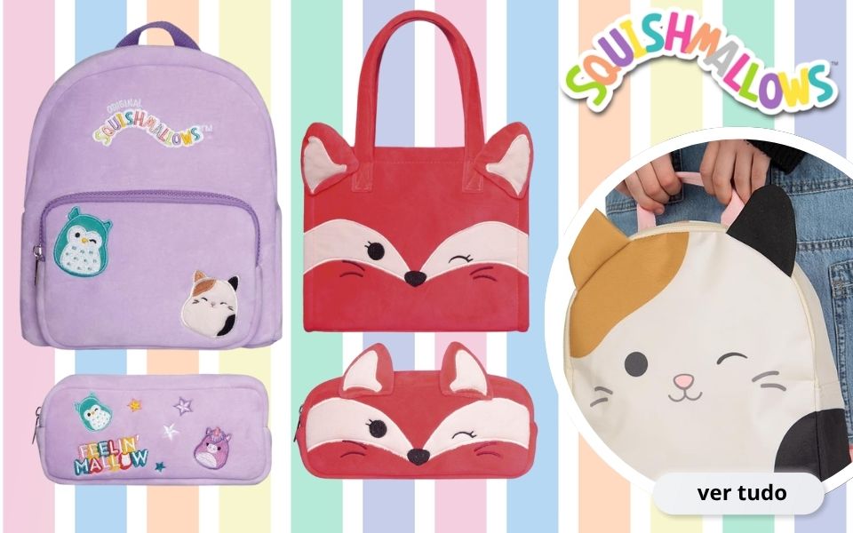 Mochilas e estojos squishmallows