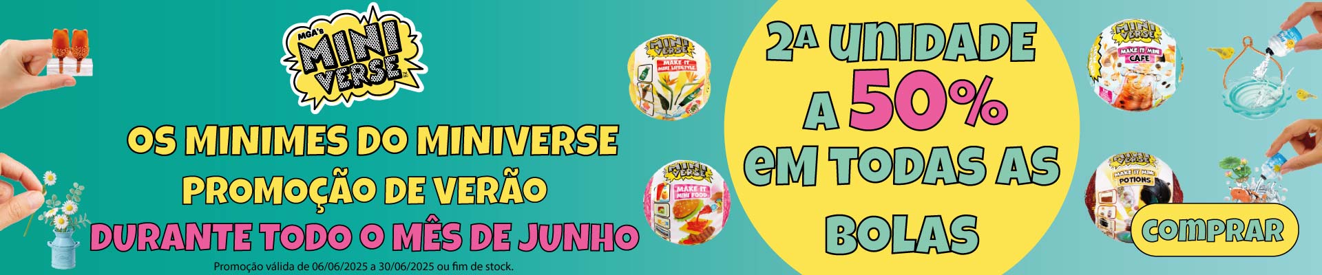 comprar brinquedos miniverse com 50% na segunda unidade