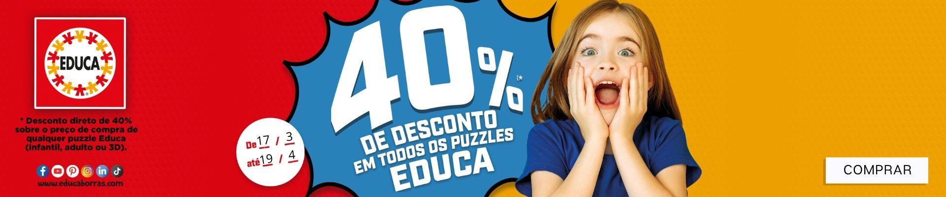 Promo&ccedil;&atilde;o -40% de desconto em puzzles